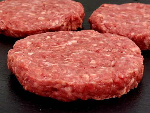 three gluten beef burgers