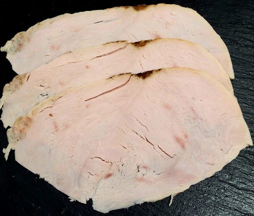 Three slices of cooked turkey
