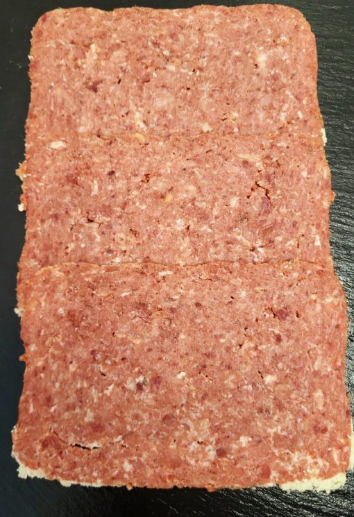 three slices of corned beef